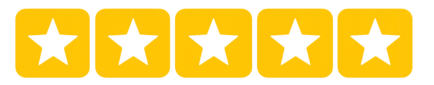 Five black stars on yellow background.