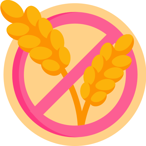 No wheat symbol with pink circle.