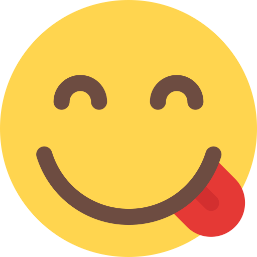 Smiley face with tongue sticking out.