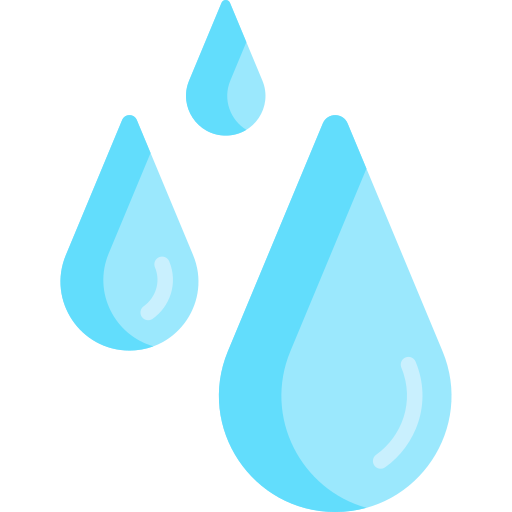 Blue water droplets on black background.